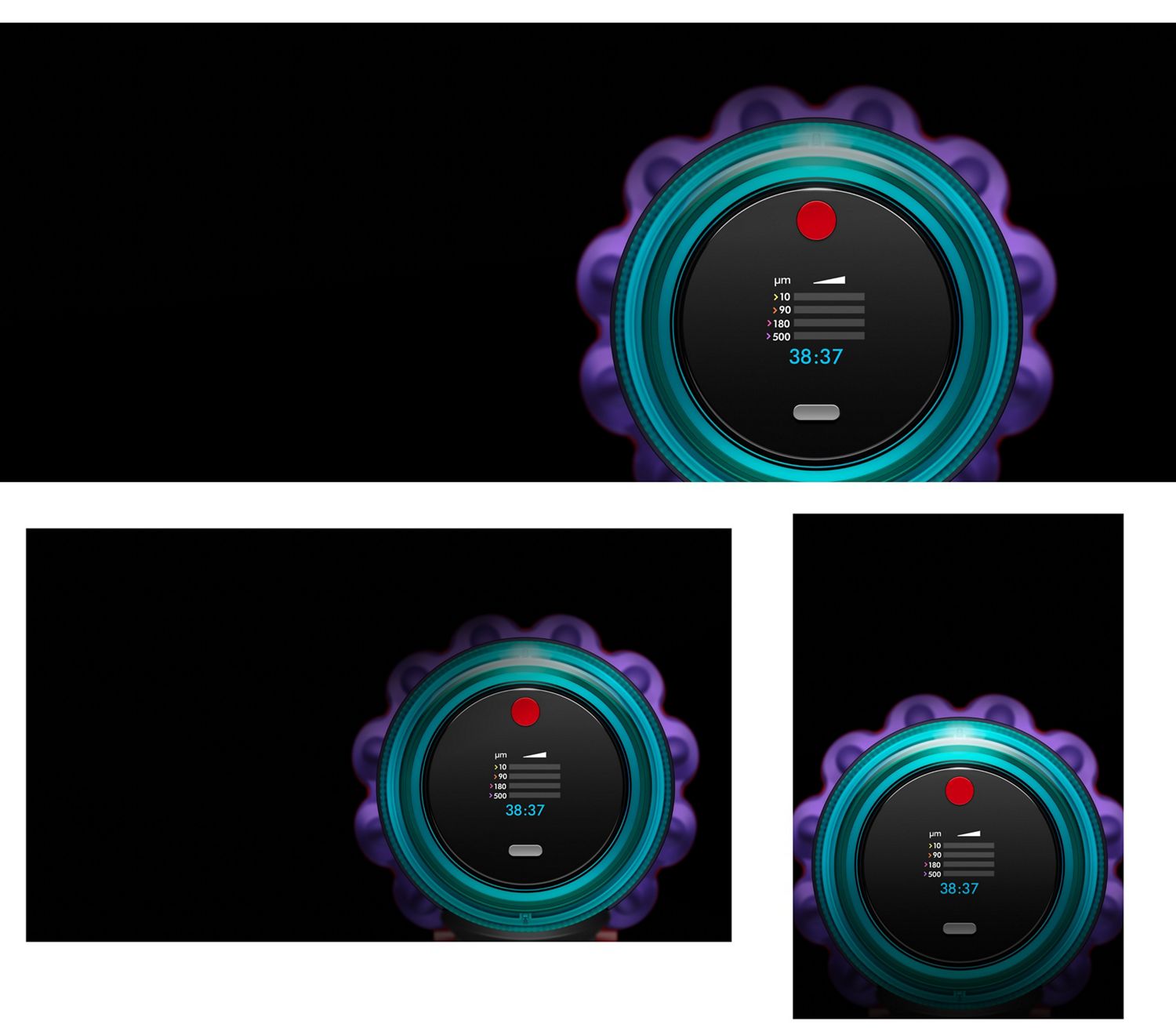 The LCD screen on the Dyson Gen5detect vacuum.